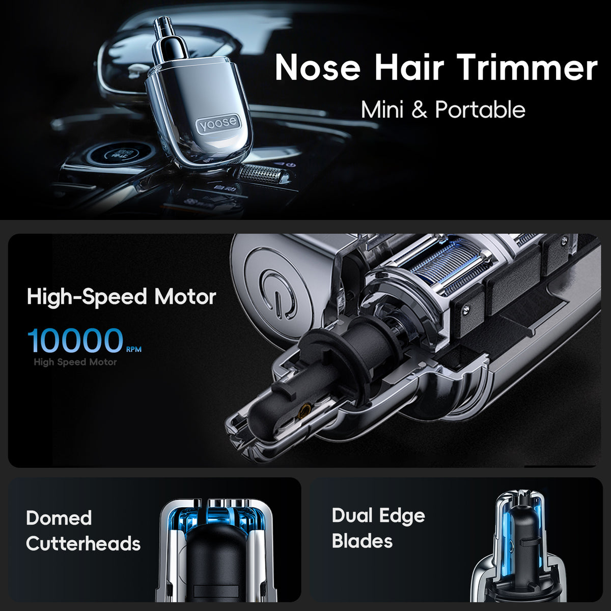 yoose Electric Nose Hair Trimmer Rechargeable IPX7 Waterproof | Trendy ...