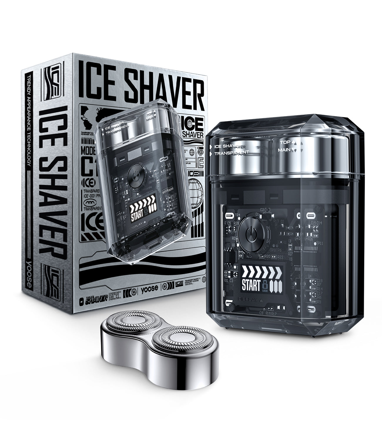 yoose ICE electric shaver-cyberpunk design-shave on the go