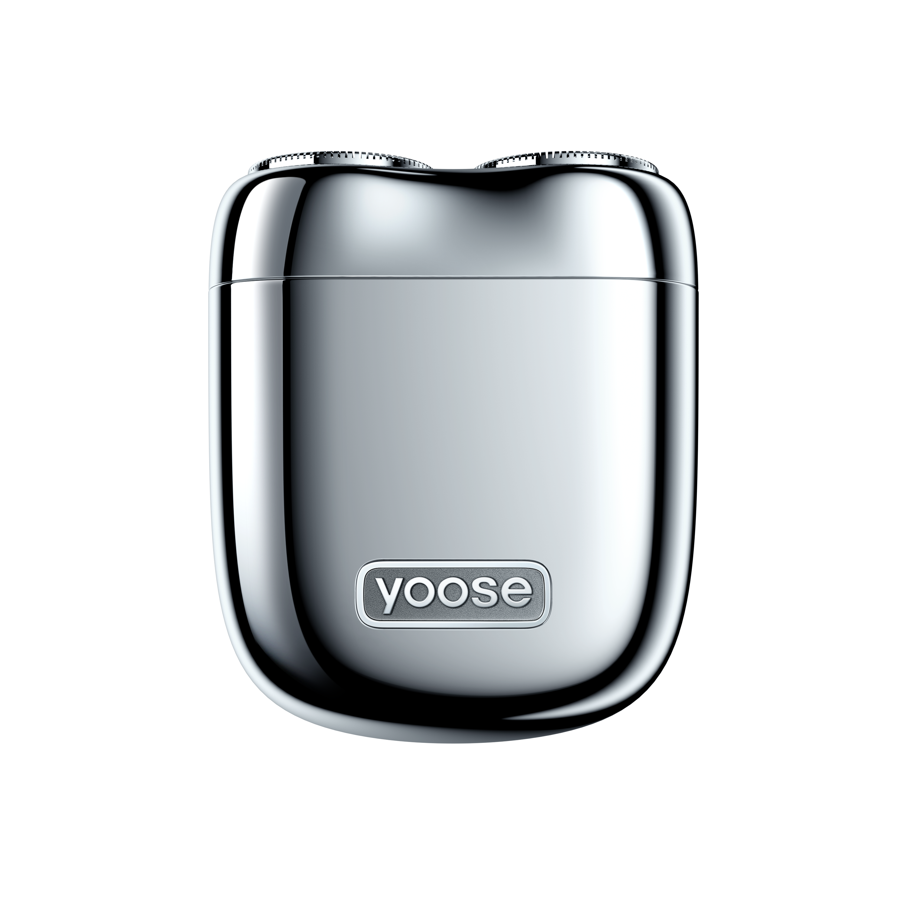 the front side look of yoose mini rotary shaver and demonstrating a silver color of yoose mini shaver
