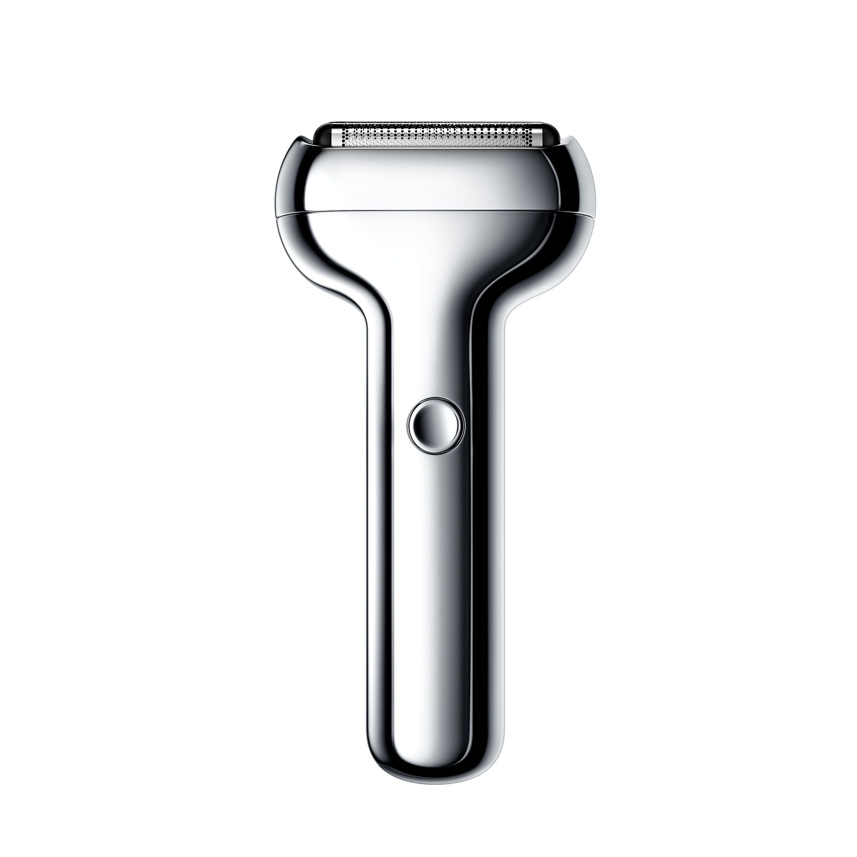 the front side of yoose triple foil shaver, silver edition